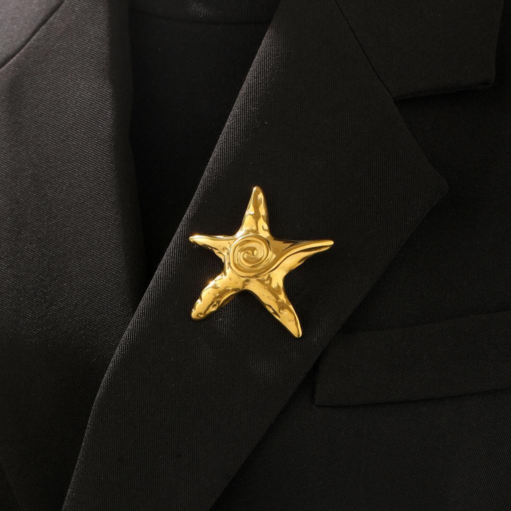 Stainless Steel Geometry Metal Brooch for Women Sun Heart Star Flower Butterfly Charm Vintage Brooches Pins Clothes Accessories