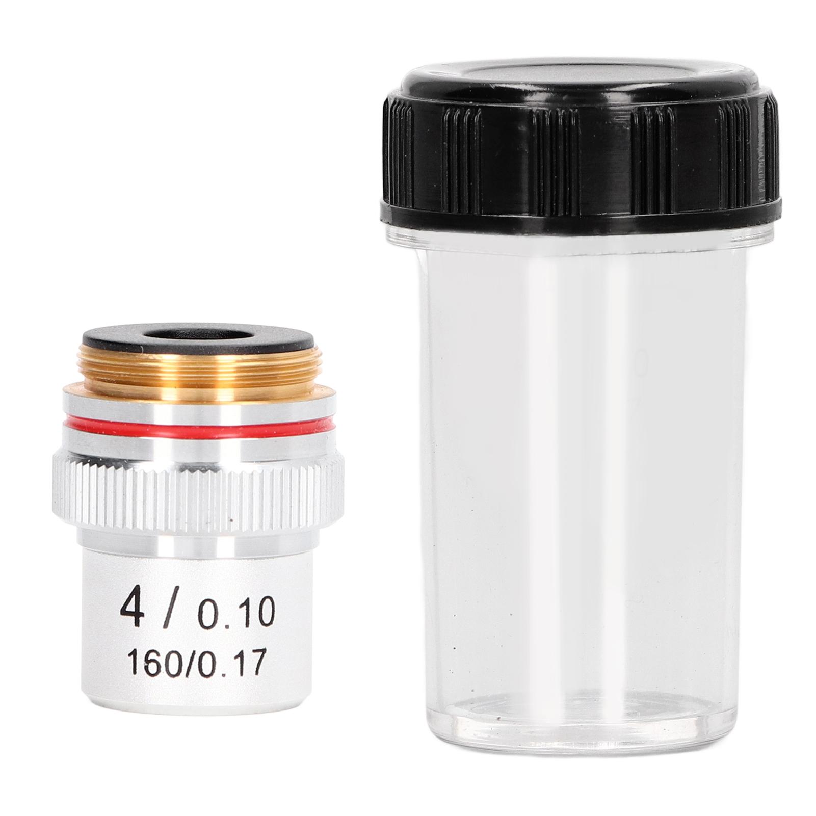 

Achromatic Microscope Objective Silver 4X Microscope Objective Len with 20.2mm Standard Interface