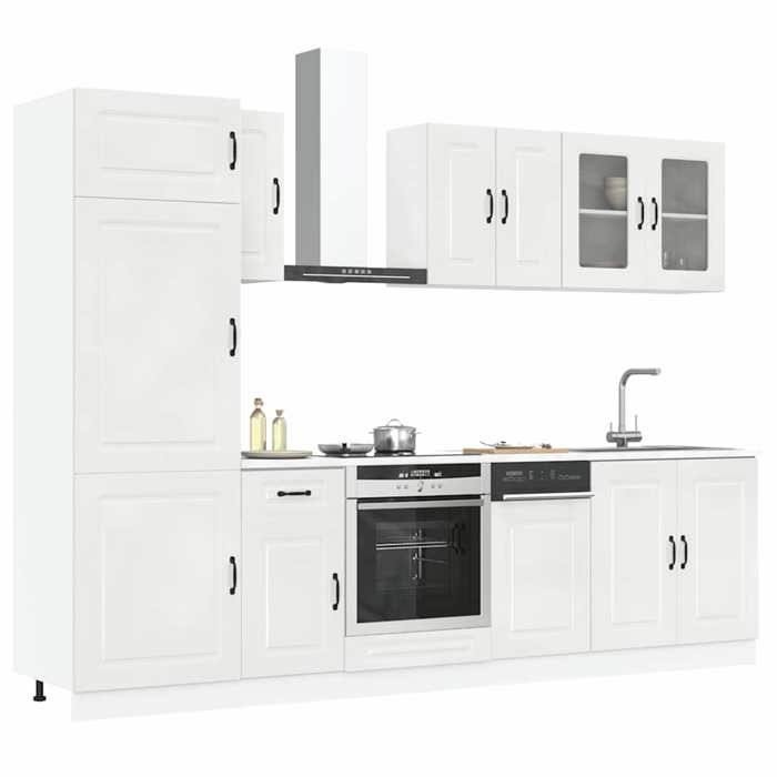 VidaXL Ensemble de 8 meubles de cuisine "Kalmar" en bois d'ingénierie blanc brillant 3314793