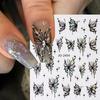 Black Silver Nail Stickers Butterfly Heart Star Design Adhesive Slider Decals Nail Stickers Manicure Decorations