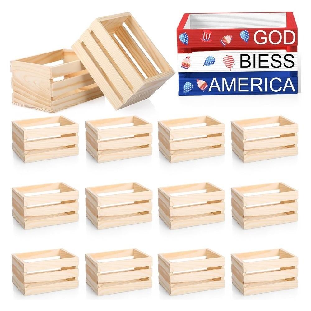 1pc Wooden Dollhouse Wooden Crate Multi-Size DIY Miniature Craft Dollhouse Mini Wood Box Open-Top Dollhouse Tiny Box