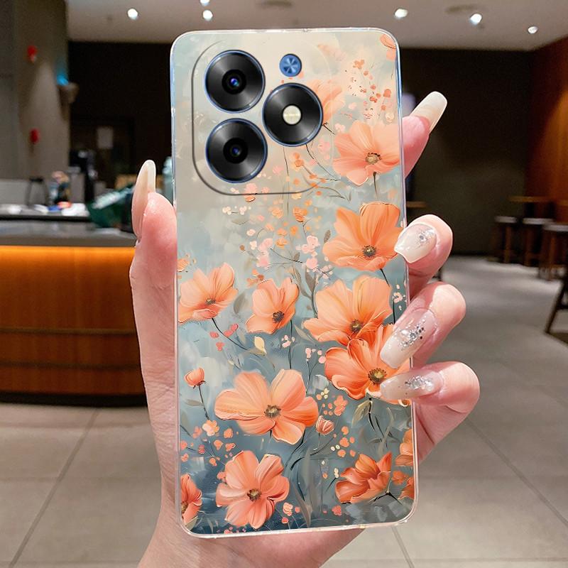 Fashion Flowers For Itel S23+ S23 Plus S681LN ItelS23+ 2023 Transparent Silicone Phone Protective Back Cover Shell Soft TPU Case