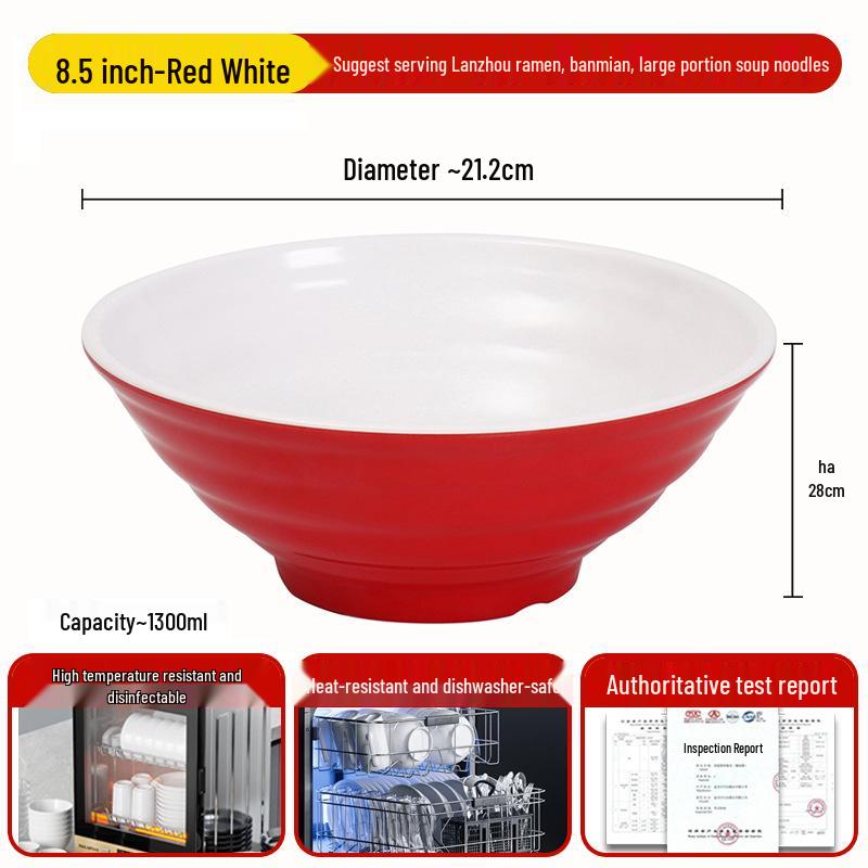 A8 Two-Color Melamine Noodle Bowl - Commercial-Grade Soup and Mala Tang Bowl for Restaurants and Catering