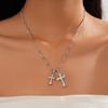 18k Real Gold Electroplated Diamond Set Double Cross Pendant Sweater Chain Necklace