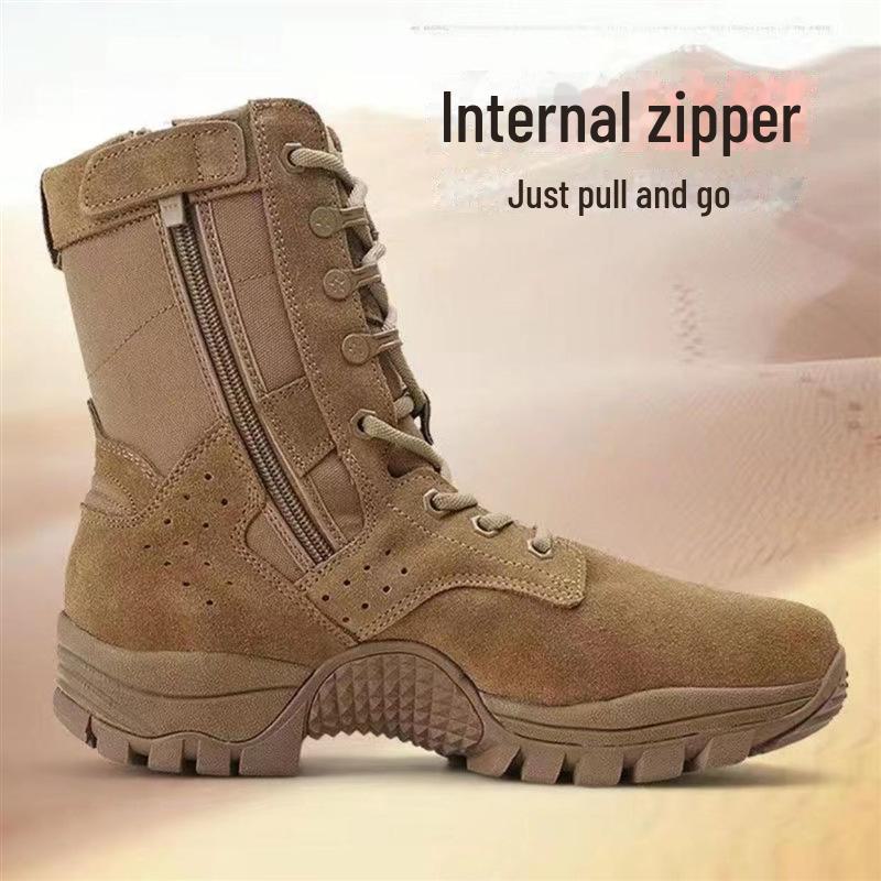Ultra-Light Brown High-Top Waterproof Work Boots: Trendy, Wear-Resistant, Non-Slip for Mountaineering & Outdoor Use