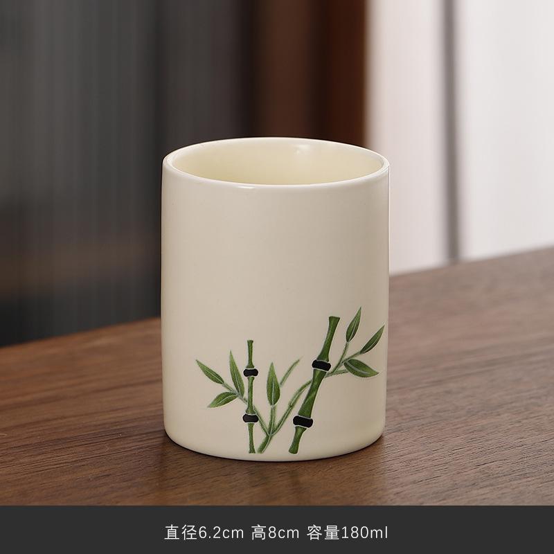 Beige Ceramic Master Cup Xiaoshenlong Single Cup Kung Fu Tea Set Tea Cup Personal Special Large-Capacity Tea Cup Gift Box