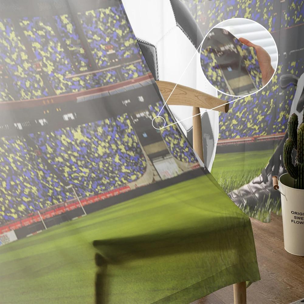 Gymnasium Soccer Court Balls Football Sheer Drapes for Living Room Bedroom Decoration Window s Morning Curtain