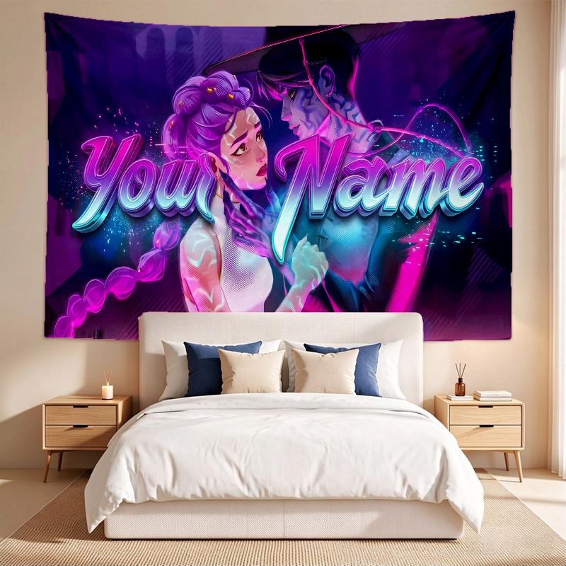 Rujinu (37) Custom Name Tapestry Wall Hanging Tapestry Wall Art Decor for Bedroom Living Room