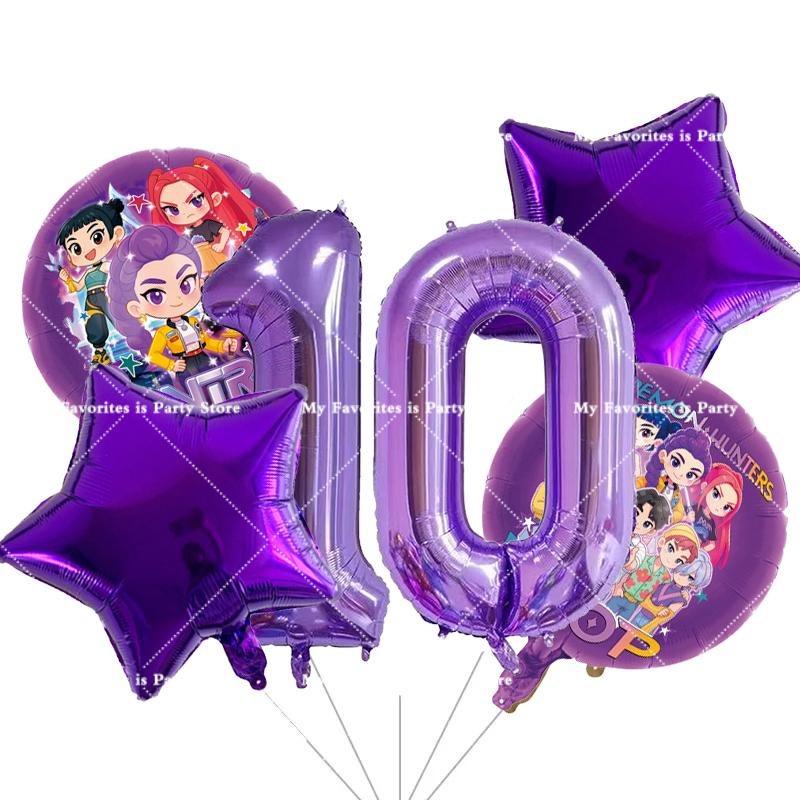 Kpop Demon Hunters Children Birthday Party Decoration Ball Number Digit 1-10 Balloon Set Baby Shower Supplies Gift Toy s Round Sensory Compression