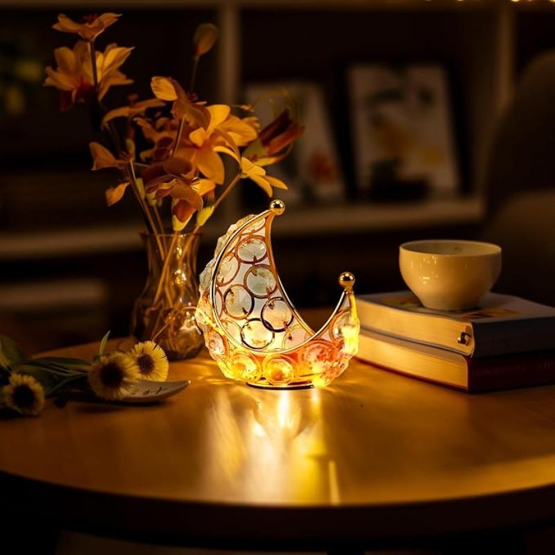 Crystal Tealight Candle Holder Candlestick Candles Gold Silver Moon Shaped Tea Light  Moon Candlestick Party Table Centerpiece