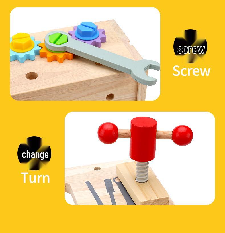 Kids' Wooden Toolbox Pretend Playset for Early Education