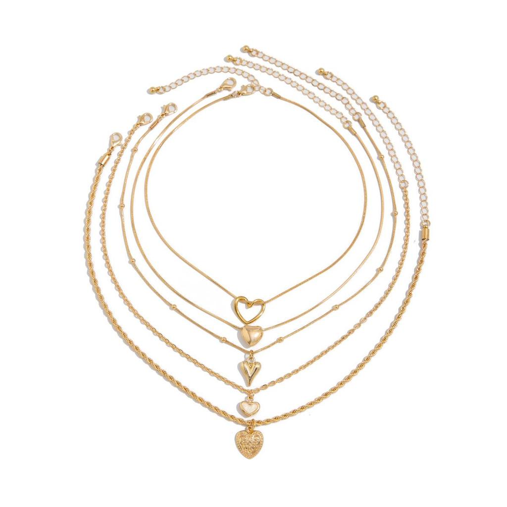 Trendy Metal Bowknot Heart Layered Clavicle Necklace