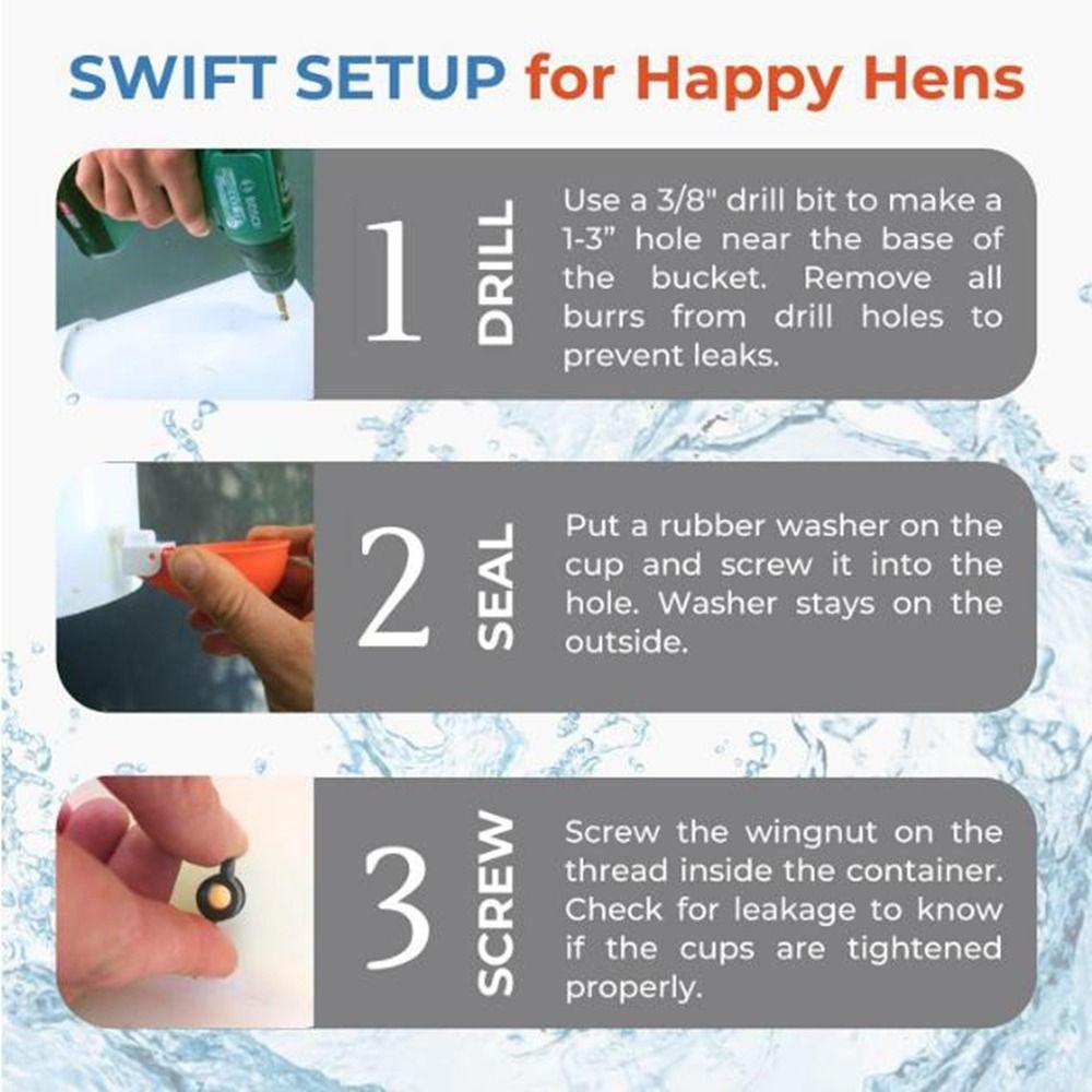 8Pcs Plastic Automatic Chicken Drinker Hanging Larger Capacity Poultry Drinker Easy Installation Chicken Water Feeder