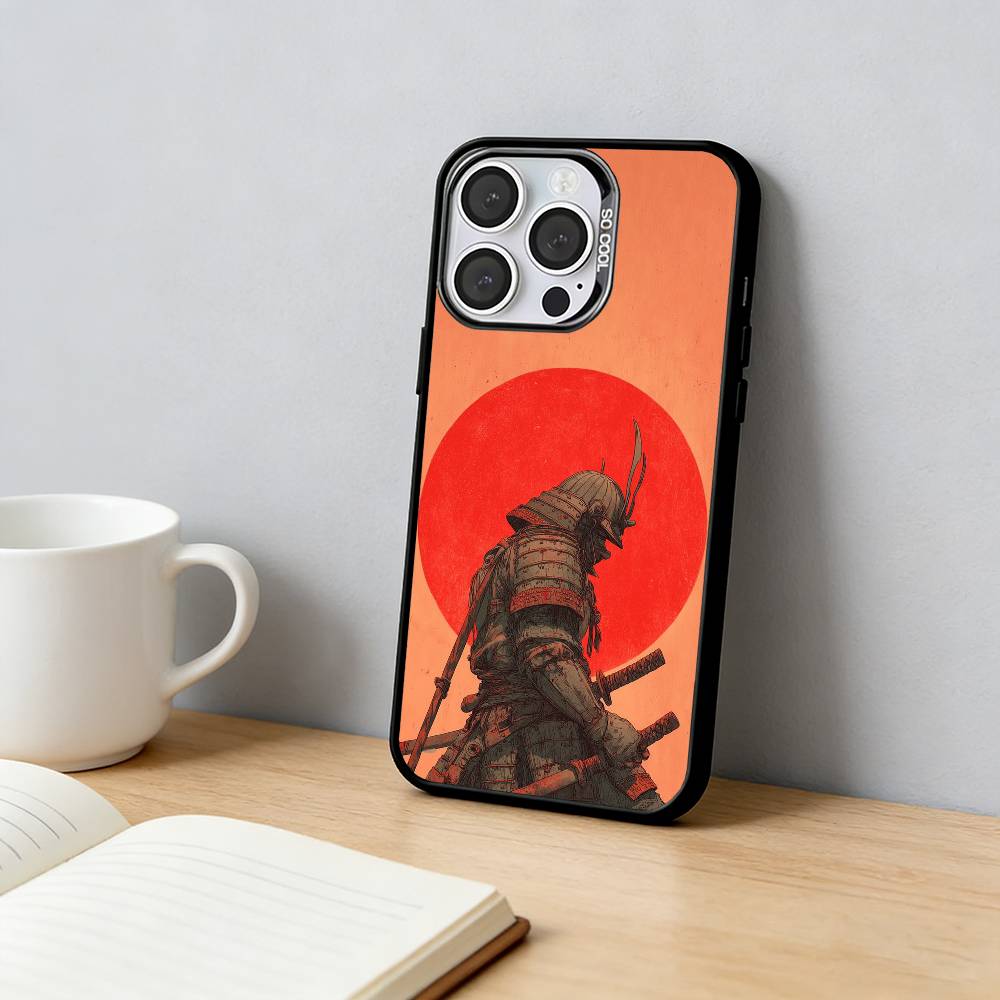 Japan Ghost Face Samurai  Phone Case For iPhone 17,16,15,14,13,12,11 Plus,Pro Max,XS,Colored Silver Plated Inside Cover iPhone12PRO