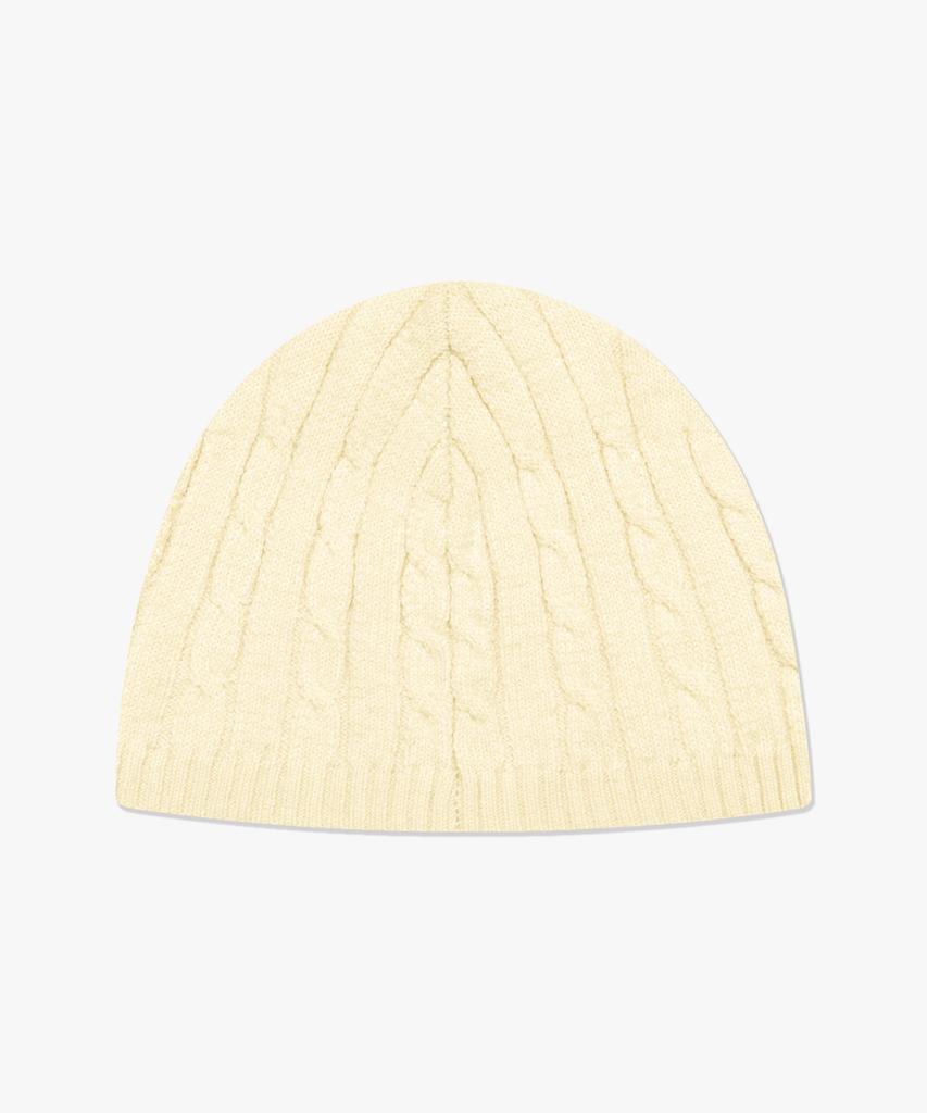 LMC Emb Bear Cable Knit Beanie Cream
