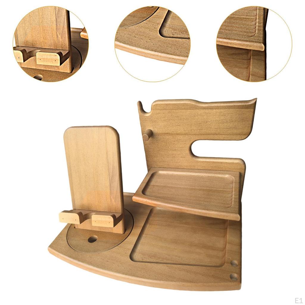 Wood Phone Docking Station Travel Wooden Bedside Watch Stand for Dad Men Him