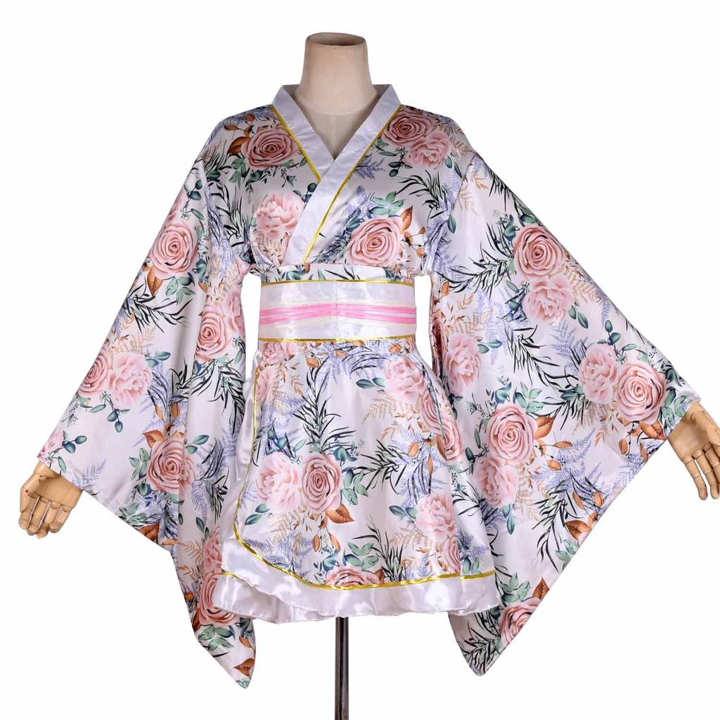Japanisches Anime-Mädchen Tanz Kimono Blumenmuster Einteiler Bühnenaufführung Fotografie Blume Yukata Licht Freies Kleid, Kleid, Kostüm, Kimono, (S14