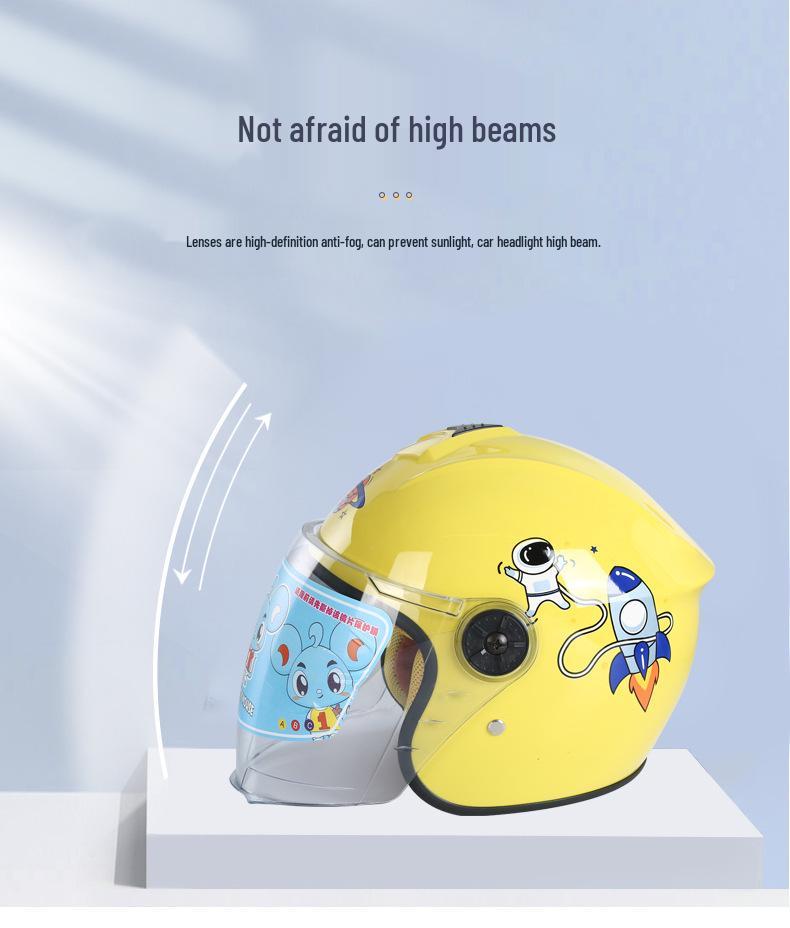 Dinosaur Cartoon Children's Electric Car Helmet - Four Seasons Safety, Thickened for Girls and Boys