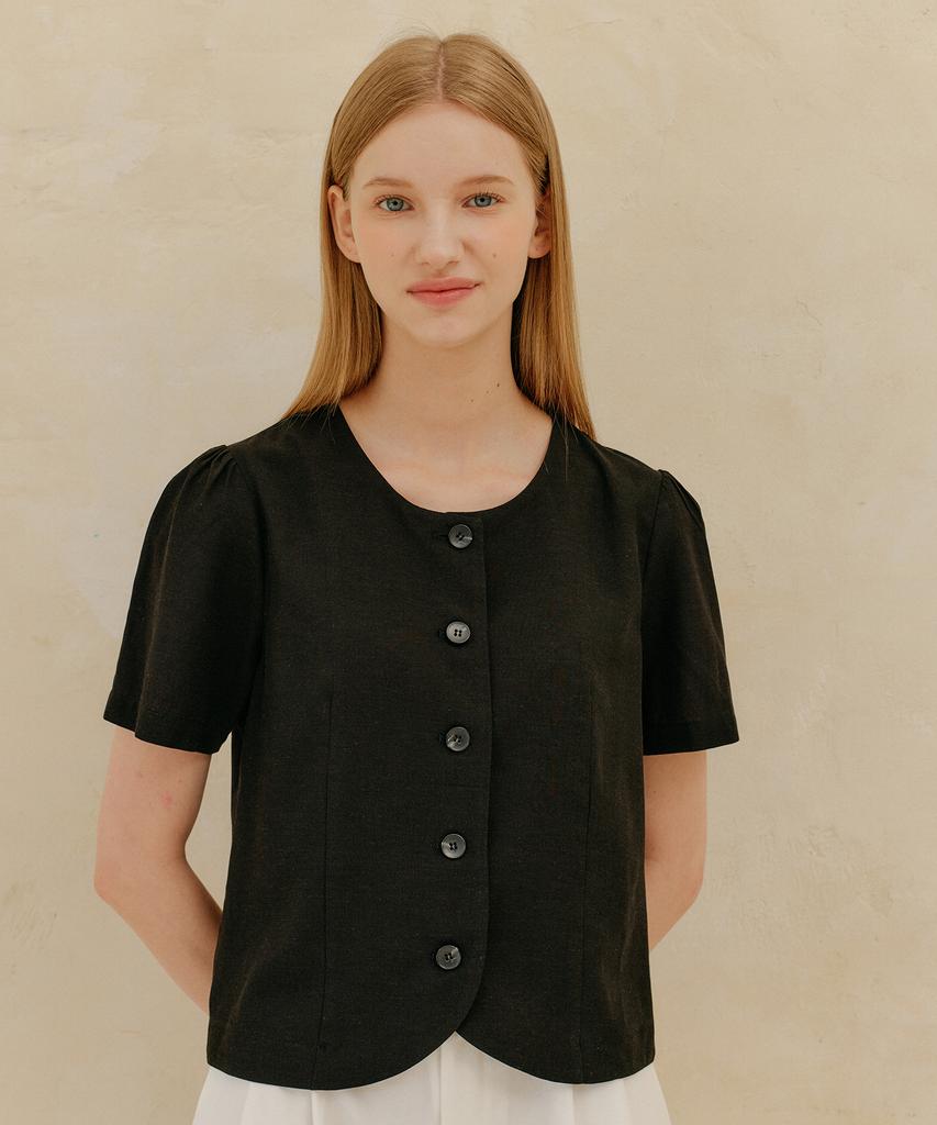 YUPPE Linen Round Shirt_Black