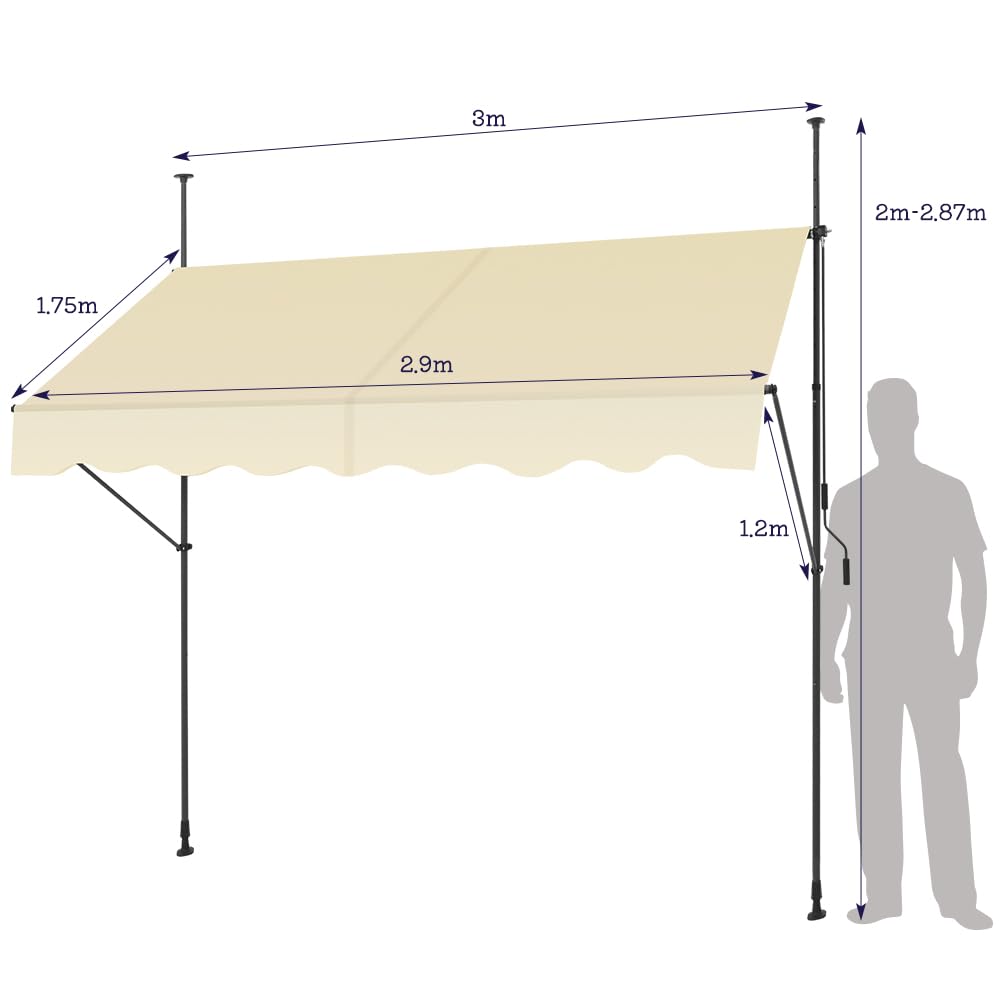 KELIXU Sunshade Awning Rain Privacy Waterproof UV Easy No Construction For Outdoor Use Tent, 3m, Protection, Tension, Shade, Extendable, Adjustable,
