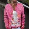 Women's Fashion Christmas Printed Long Sleeve Knitted Cardigan Button Down Jacket