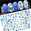 Holographische Schmetterling Nail Art Aufkleber - Blaue und Lila Schmetterlinge, Frühlingsthema Blumen, 3D Selbstklebende Nageldekoration