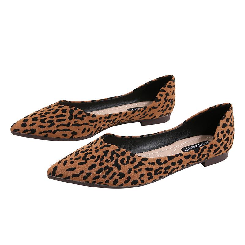 Fashion Pointed Toe leopard pattern flats woman ballerina casual loafers shallow soft bottom moccasins shoes women 2025 plus size 34-43