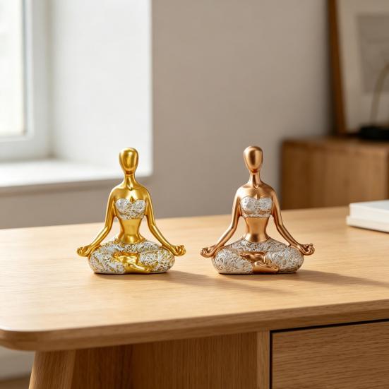 Meditation Lady Statue, Modern Yoga Pose Women Figurine, Zen Meditation Female Sculpture for Office, Living Room, Desktop Decor