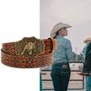 Vintage Men Teens Relief Bull Head Waist Belt PU Embossed Pattern Cowboy Belt