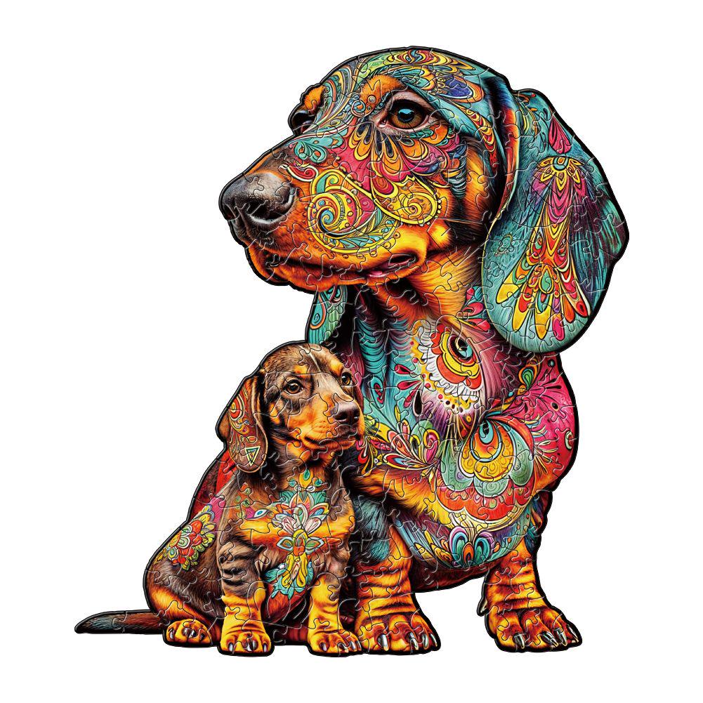 Irregular Puppy Animal Wooden Puzzle for Adult Children Gift Brain Teaser Game Fantasy Dog Christmas Present Box Puzzles Toys