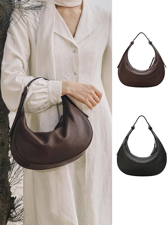 Celebrity Style Minimalist Sheepskin Crescent Hobo Crossbody Shoulder Bag for Women