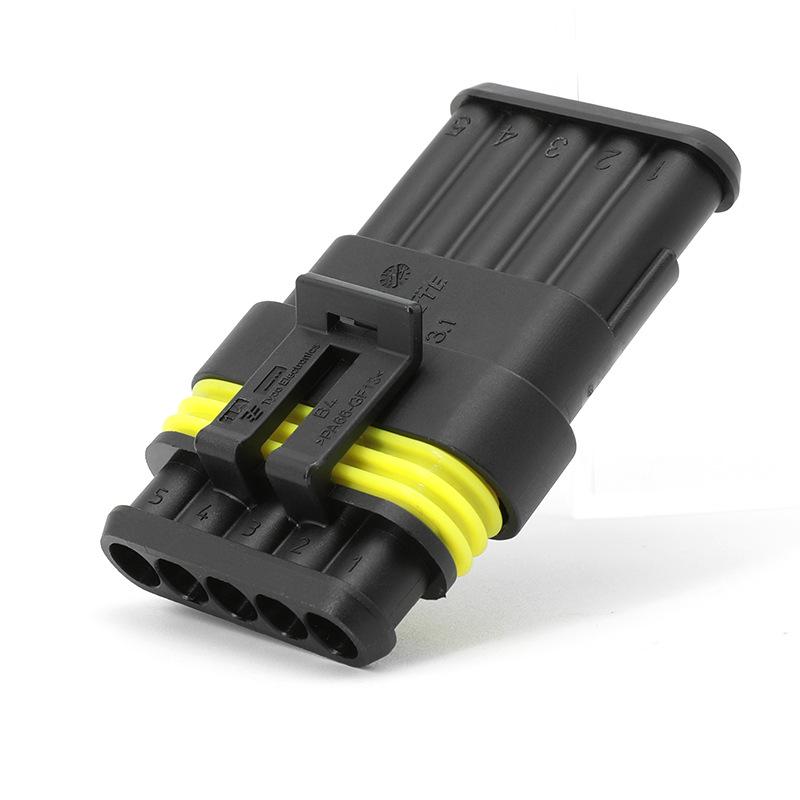 High-Quality AMP Automotive Waterproof Connector Pair for Quick Wire Connection (Male & Female), Model 282080-1.