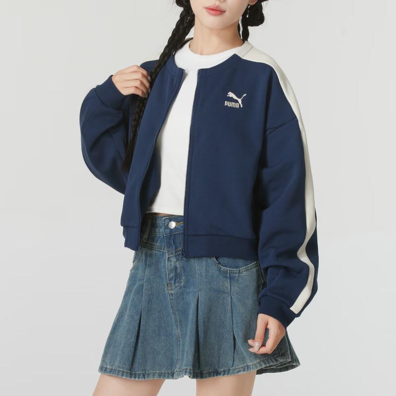 Puma Fashion Zip Casual Knitted Jacket Women Jackets Blue 628131-14