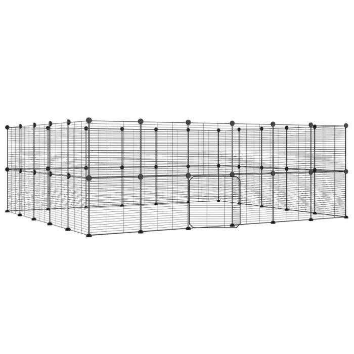 3114046 vidaXL Cage animaux de compagnie à 44 panneaux et porte Noir 35x35 cm