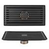 Black Floor Drain with Removable Cover Stainless Steel Bathroom Kitchen Accessory 10x20cm