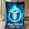 Custom Text Flannel Throw Blanket, Lightweight Cozy Bed Sofa BlanketLazio FC