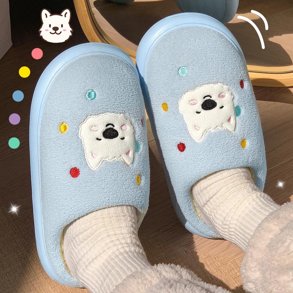 Women's Winter Plush Cotton Slippers - Cute Fruit Design, Cozy Velvet, Thick Sole, Couple-Friendly