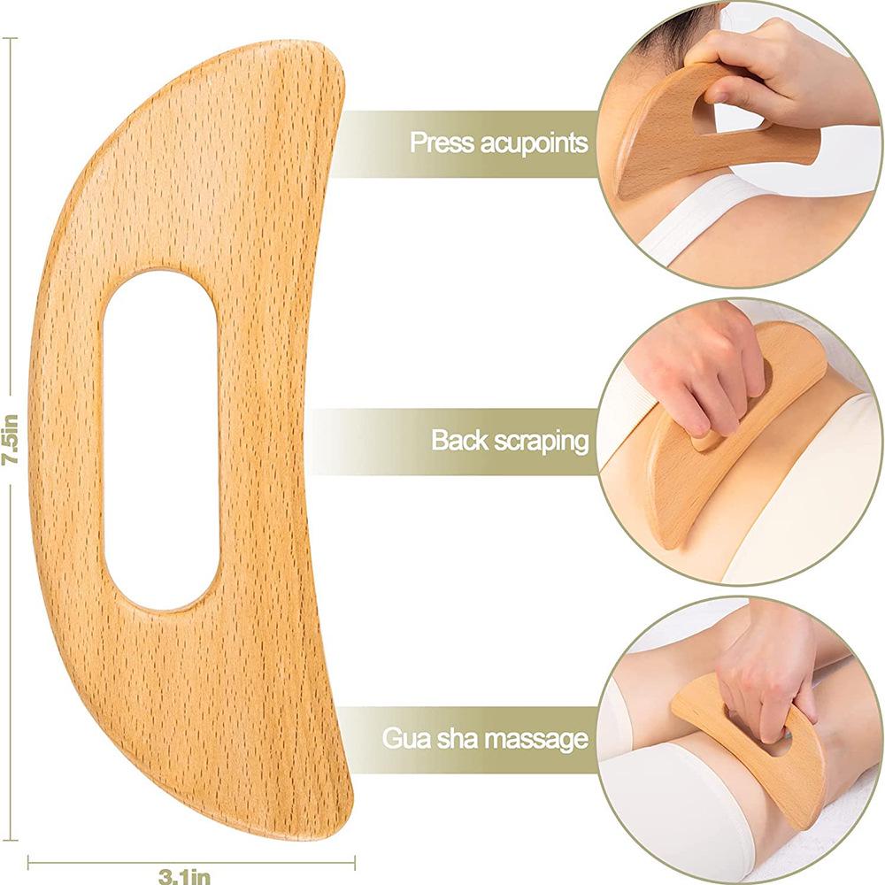 Solid Wood Gua Sha Set: Facial, Leg, and Body Massage Tools