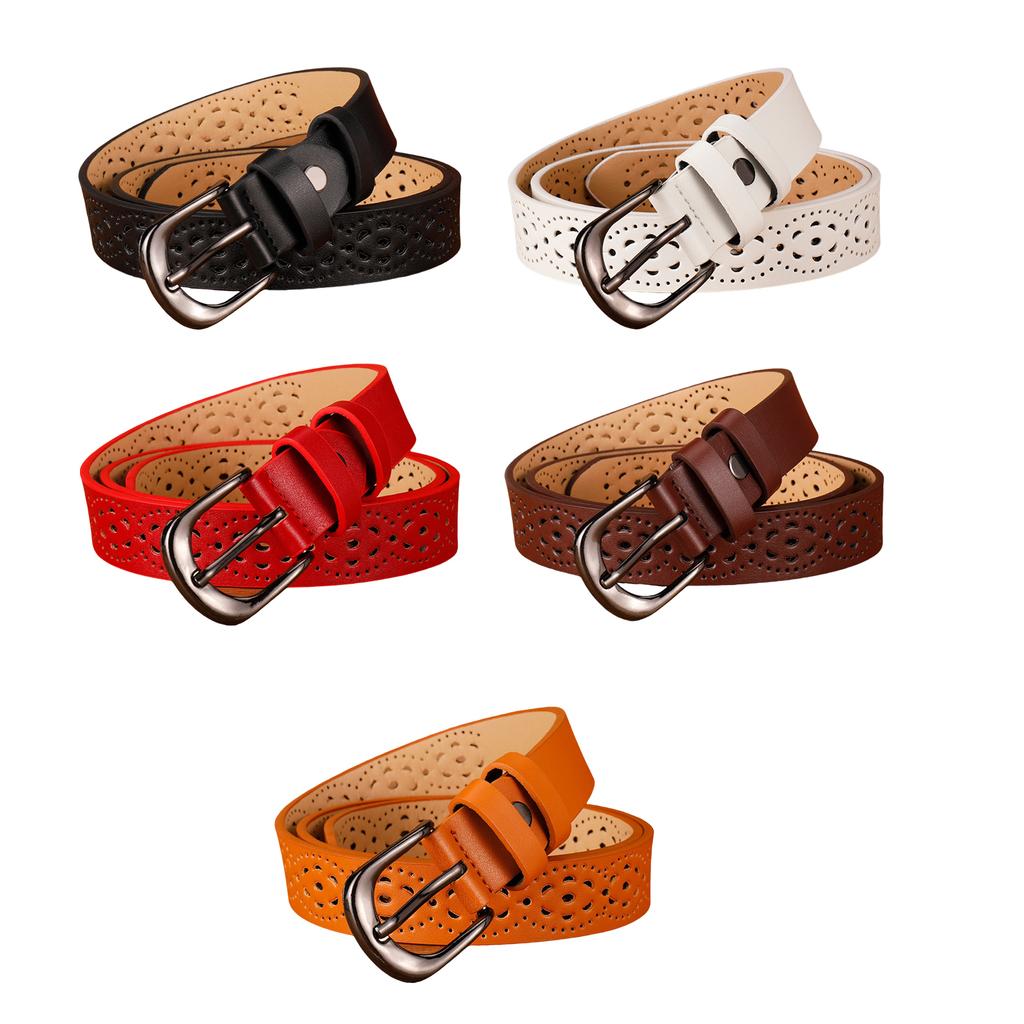 Hollows Flower Print Belt Elegant Fashionable Waistband Retros Styles Women Belt for Casual Wear
