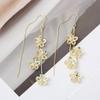 Zirconium Five-Petal Flower Tassel Earrings - 2025 Trendy, Elegant, Versatile Long Style for a Face-Slimming Effect.