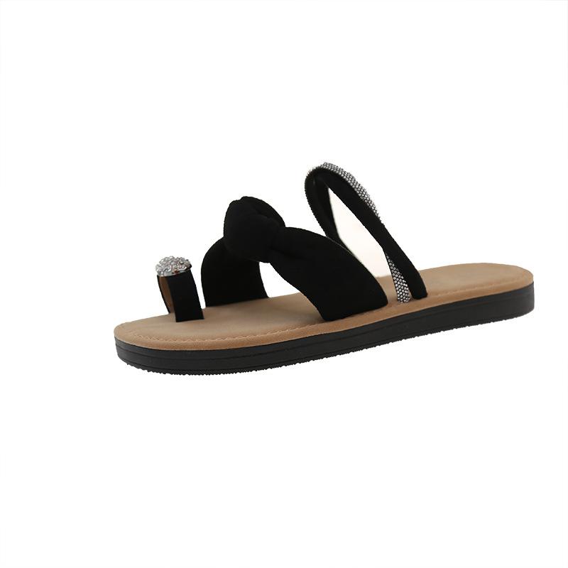 Tongs françaises à strass pour femmes, chaussures de plage et tongs d'été style féerique