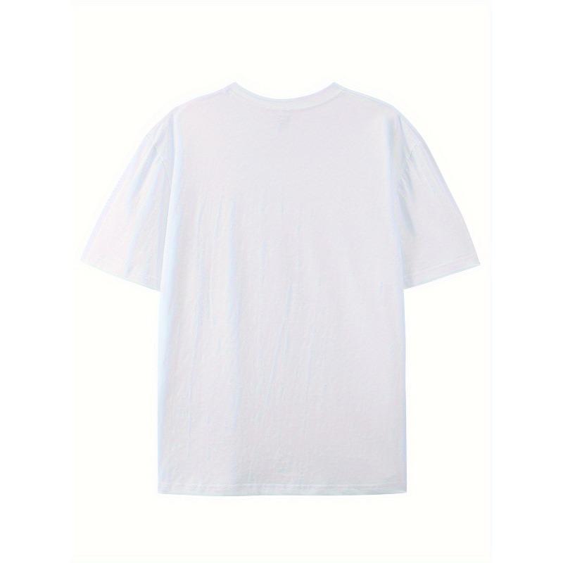 European sizes Creative Pattern Round Neck T-shirt, Pure Summer Trendy Short Sleeve, Casual Daily Style Tee Tops for Men
