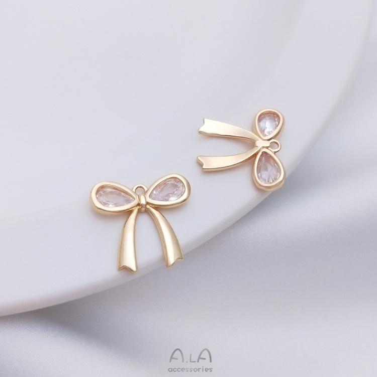 14K Gold-Filled Zirkon Schleifenanhänger für DIY-Schmuck