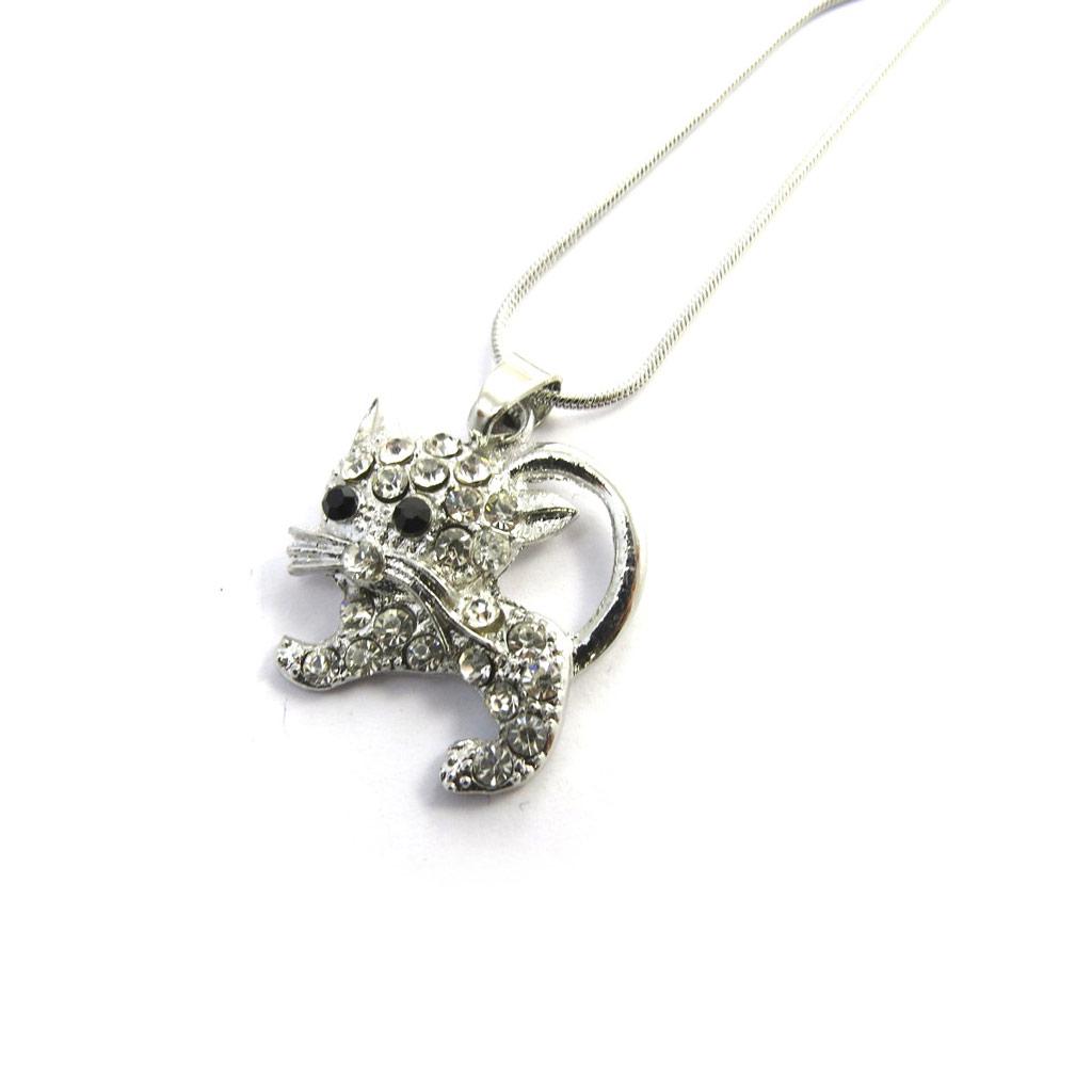 Les Trésors De Lily [N3048] - Silver White 'Cat' Designer Necklace