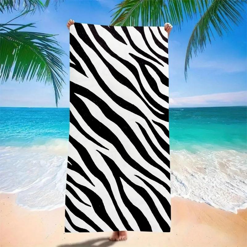 Sweet Leopard Print Beach Towel - Super Absorbent Quick Dry Microfiber, Bow & Butterfly Pattern Blanket for Picnic & Outdoor