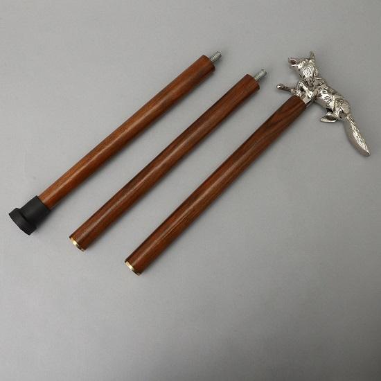 Fa sétapálca Rókafejű pálca fejvédővel Prémium fa sétapálca