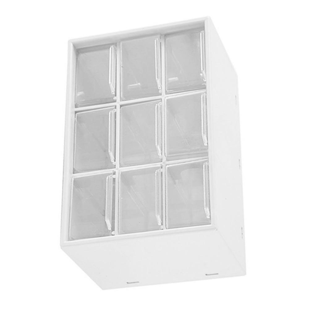 Nine Square Grid Desktop Organizers White Storage Case Makeup Containers  Office Use