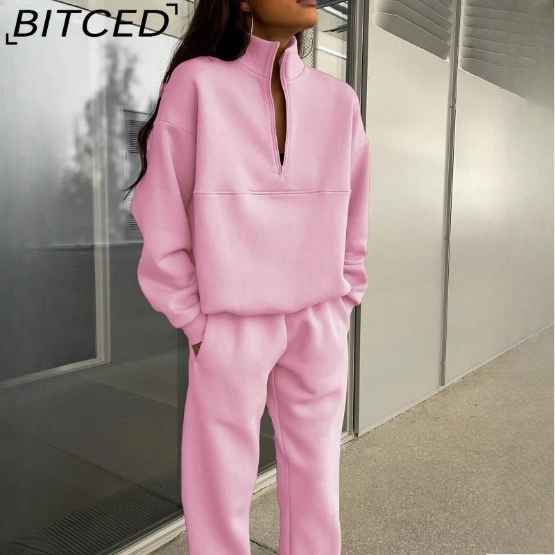 BITCED Women's Versatile Casual Fashion Thickened Long-Sleeved Hoodie and Trousers Two-Piece Set