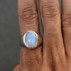 Blue Fire Rainbow Moonstone 925 Sterling Silver Signet Ring Jewelry, Handmade Fine Silver Moonstone Ring