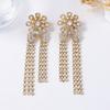 Exquisite Light Luxury Mode Schwere Industrielegierung Voll Diamant Quaste Kralle Kette Blume Glänzend Lange Damenohrringe